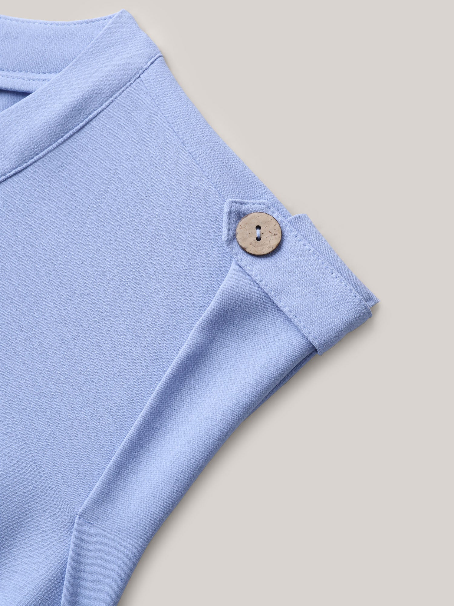 Shirred Waist Button Detail Pockets Midi Dress