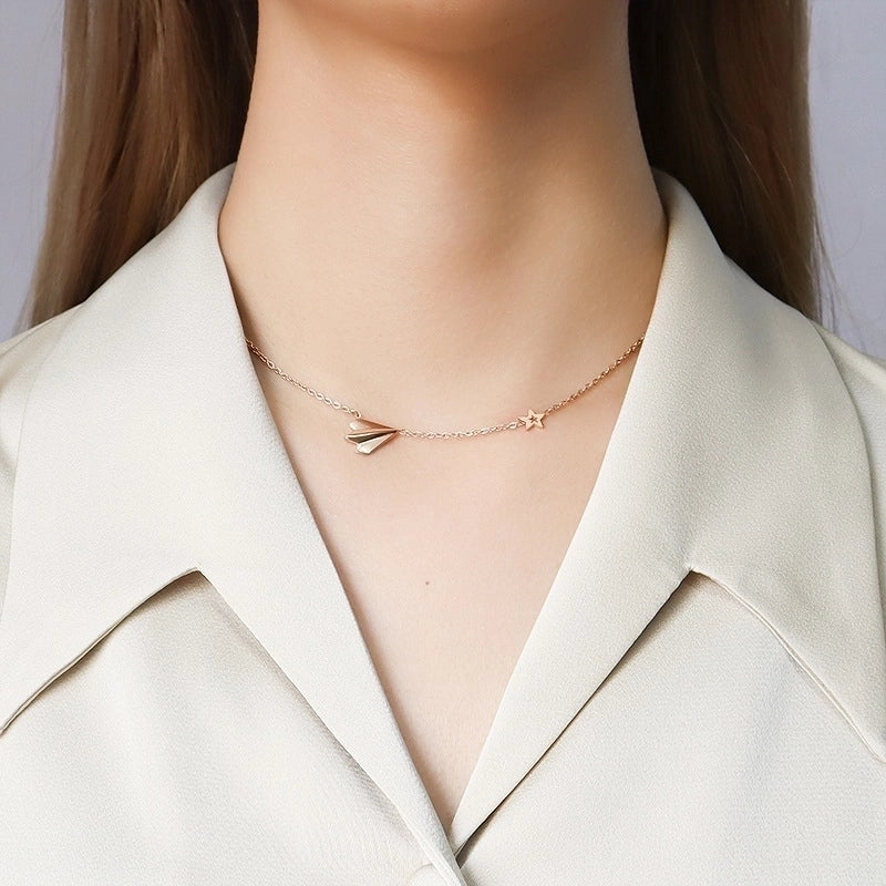 Fashion Star Airplane 304 Stainless Steel 18K Gold Plated Bracelets Necklace