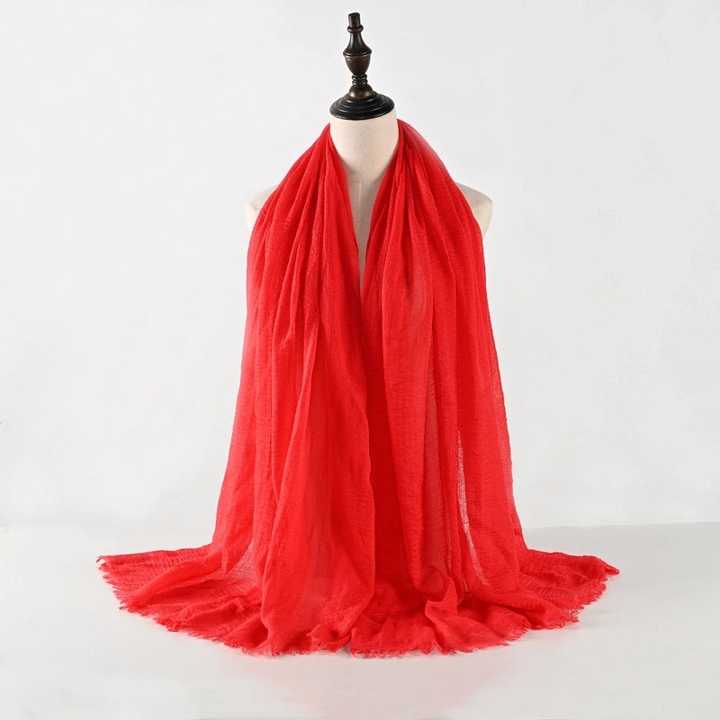 Women's Vacation Minimalist Solid Color Cotton Silk Scarf
