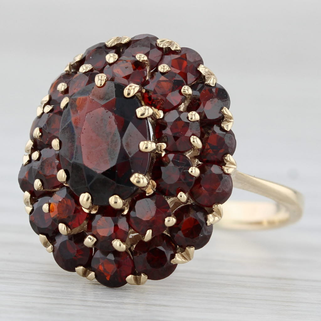 4.90ctw Garnet Cluster Ring 14k Yellow Gold Size 7.25 Cocktail
