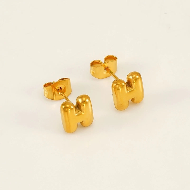 1 Piece Minimalist Classic Style Letter Plating 304 Stainless Steel 18K Gold Plated Ear Studs