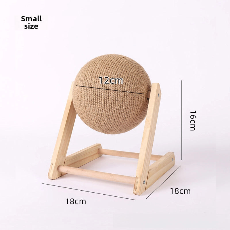 Wooden Cat Scratch Board Toy Durable Cat Scratching Post Ball Hand-wound Rope Climbing Frame Pet Supplies