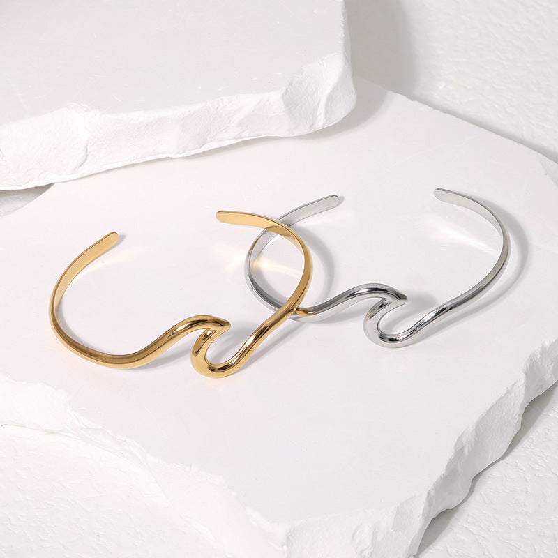 Minimalist Stripe Stainless Steel Electroplating Bangles