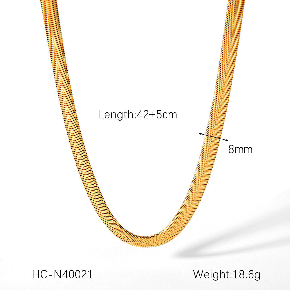 18K Gold Stainless Steel Blade Chain Inlaid Zircon Necklace Flat Snake Chain Titanium Steel Clavicle Chain
