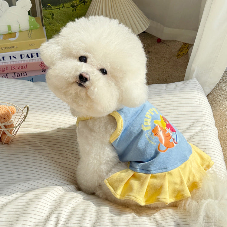 Cartoon Printed Color Block Dog Cat Vest/Dress