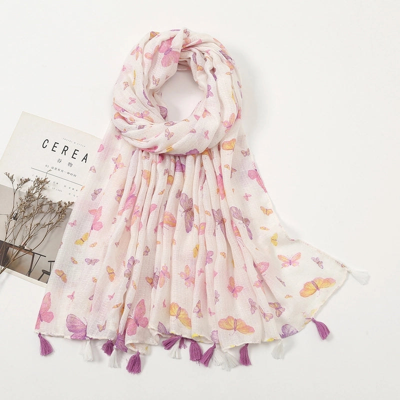 Women's Sweet Pastoral Flower Polyester Silk Scarf