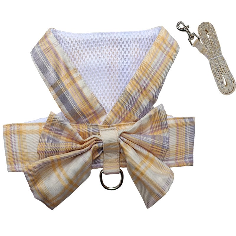 Plaid Jk Skirt Chest Strap Pet Leash Dog Walking Rope Cat Vest Clothes Teddy Hair Accessories Supplies