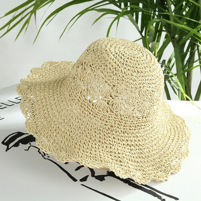 Women's Vacation Solid Color Flat Eaves Straw Hat