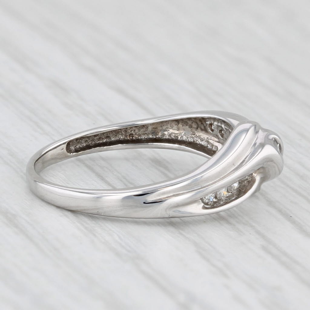 0.15ctw Diamond Overlay Ring 10k White Gold Size 6 Wedding Band Stackable