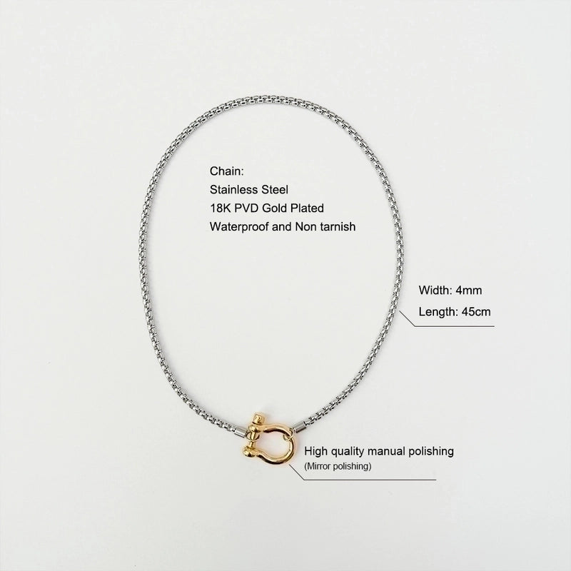 Retro Solid Color Titanium Steel Zircon 18K Gold Plated Plating Inlay Pendant Necklace