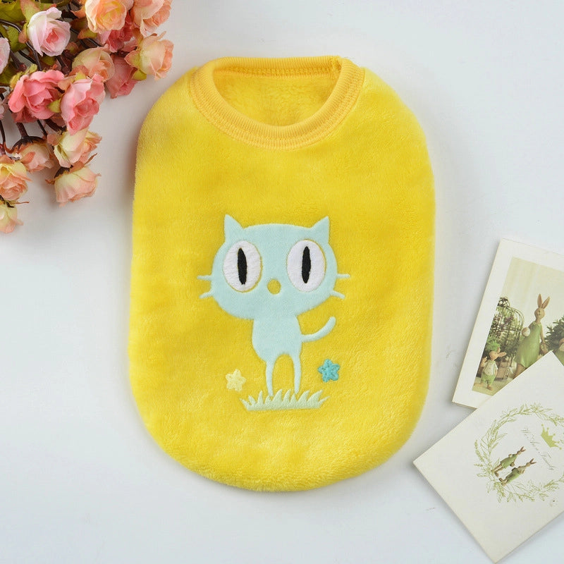 Flannel Milk Dog Clothes Small Dog Puppy Cat Dog Autumn And Winter Pet Rabbit Teacup Dog Warm Vest