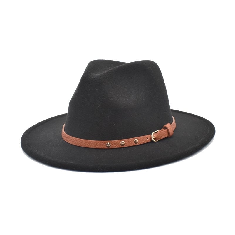 Autumn And Winter New Woolen Jazz Hat Women's Outdoor Travel Fedora Hat Men's Hat Top Hat