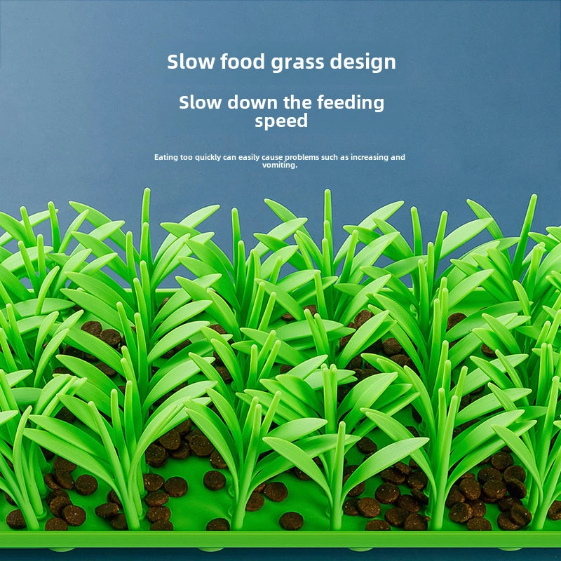 Pet Cat Dog Food Gare Silicone Slow Food Mat With Suction Cup Grass Silicone Foraging Mat