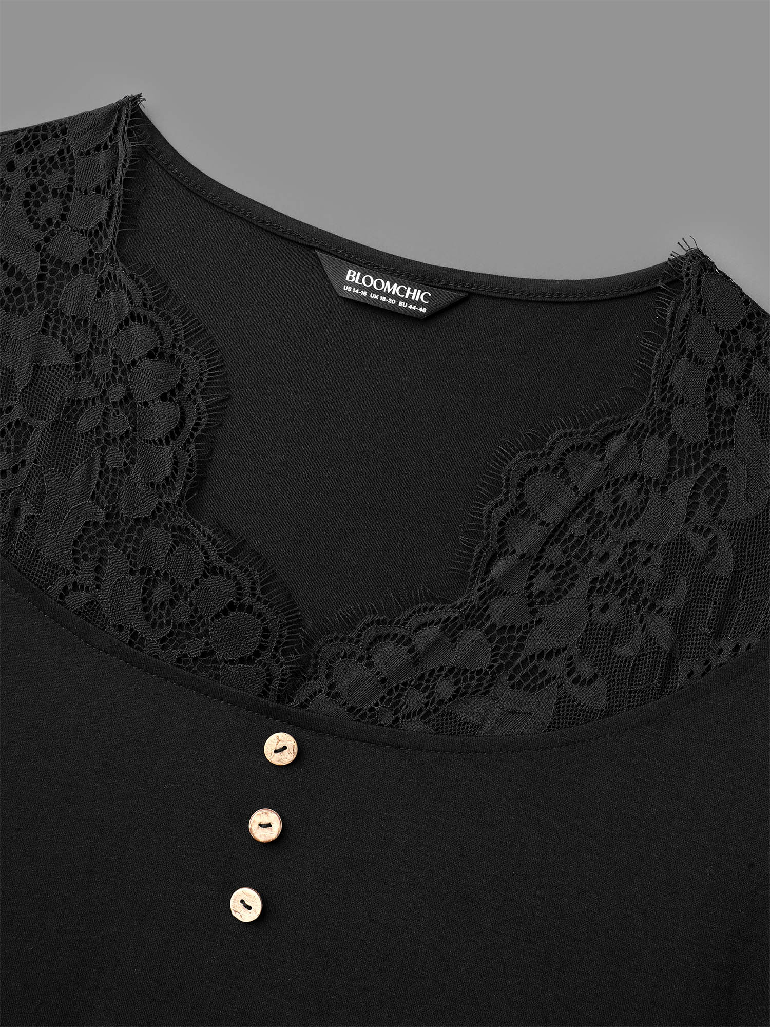 Lace Trim Stitch Button Detail Dress