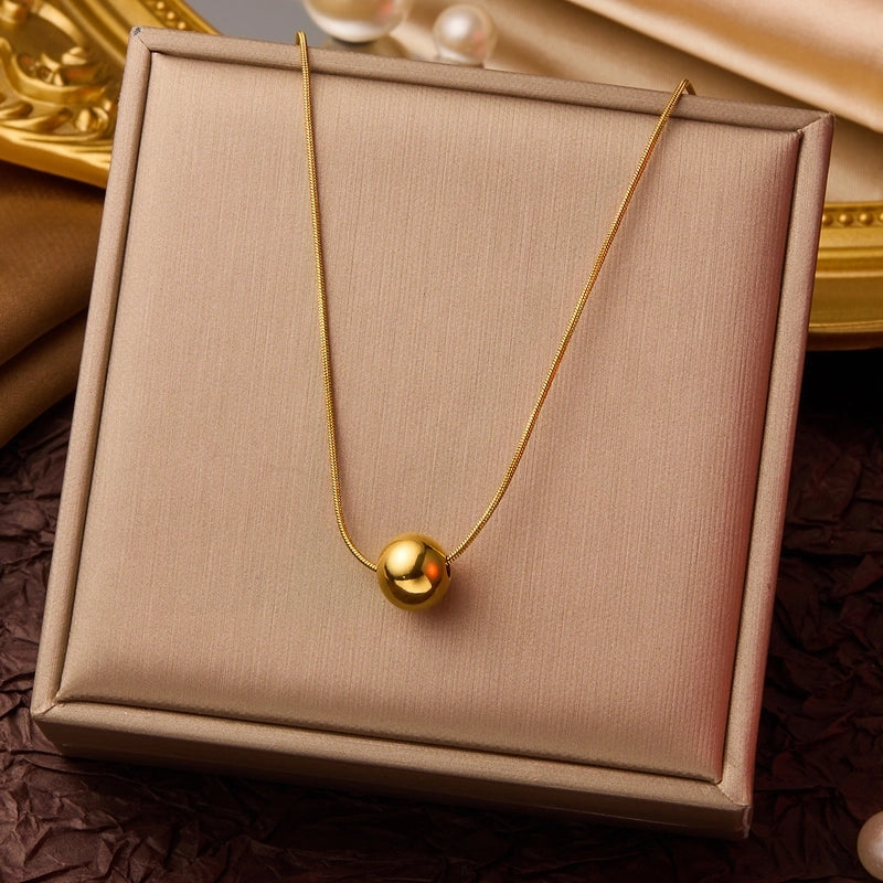 Elegant Minimalist Geometric Flower Bow Knot Titanium Steel Plating Pendant Necklace