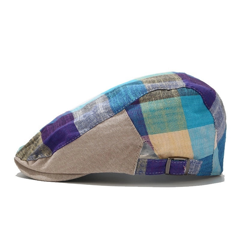 Beret Women's Trendy Korean-style Plaid Cap Men's Sunscreen Sun Hat Outdoor Casual Plaid Forward Hat