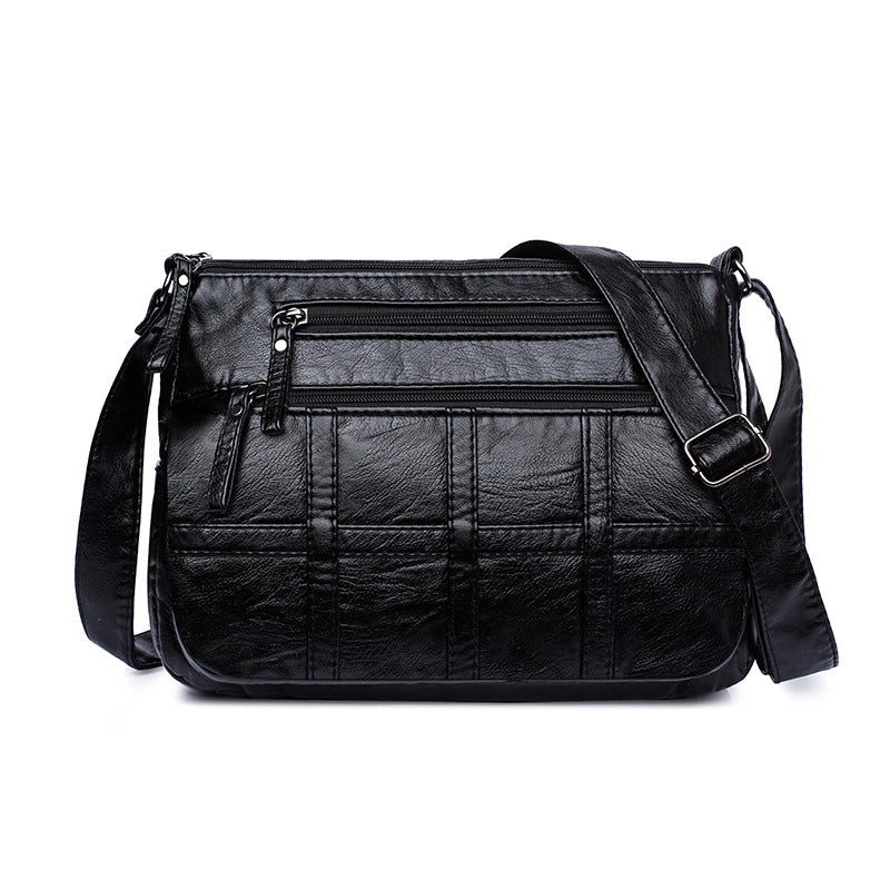 Women's Large Pu Leather Solid Color Streetwear Square Zipper Shoulder Bag Crossbody Bag