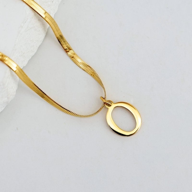 304 Stainless Steel 18K Gold Plated Luxurious Commute Letter Pendant Necklace
