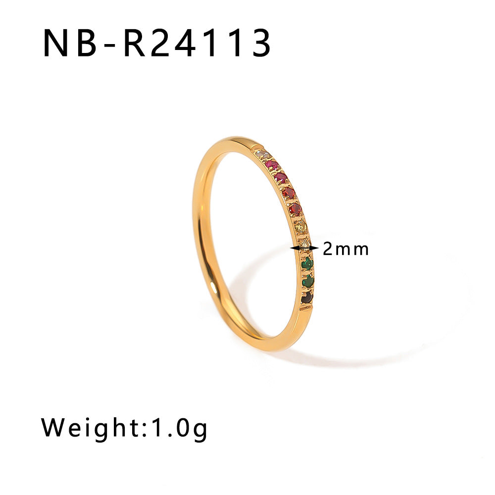 Popular Stainless Steel Diamond-Studded Sparkling Style Elegant Ladies Twist Texture Stacking