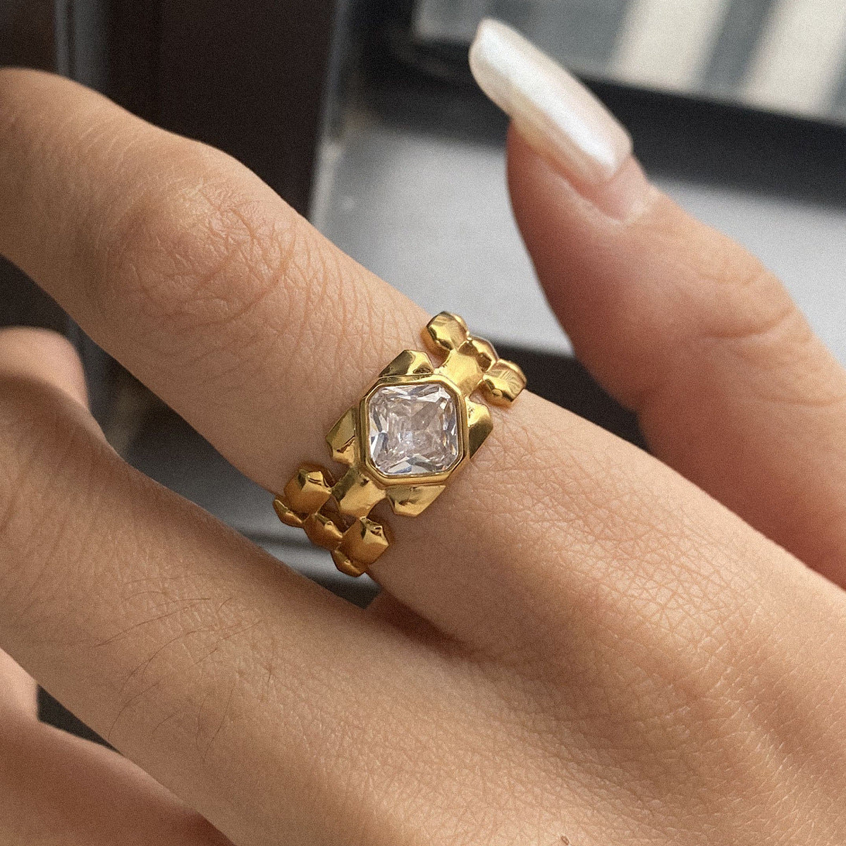 Zircon Stainless Steel Ring Titanium Steel Female Niche Design Ring Rings
