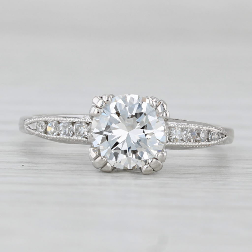 Vintage 1.21ctw Round Diamond Engagement Ring Platinum Size 7 GIA VS1 H