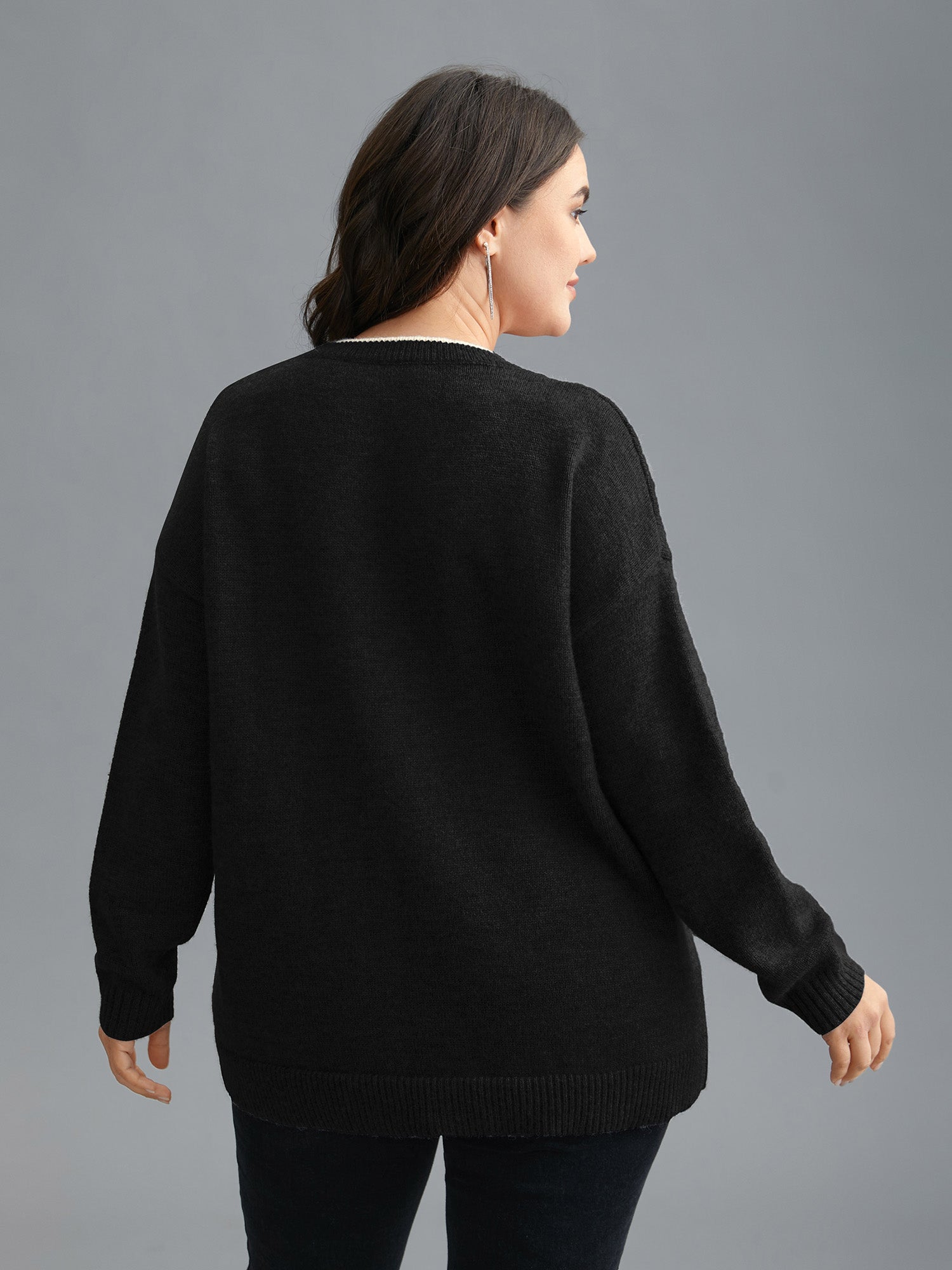 Floral Textured Crew Neck Pullover
