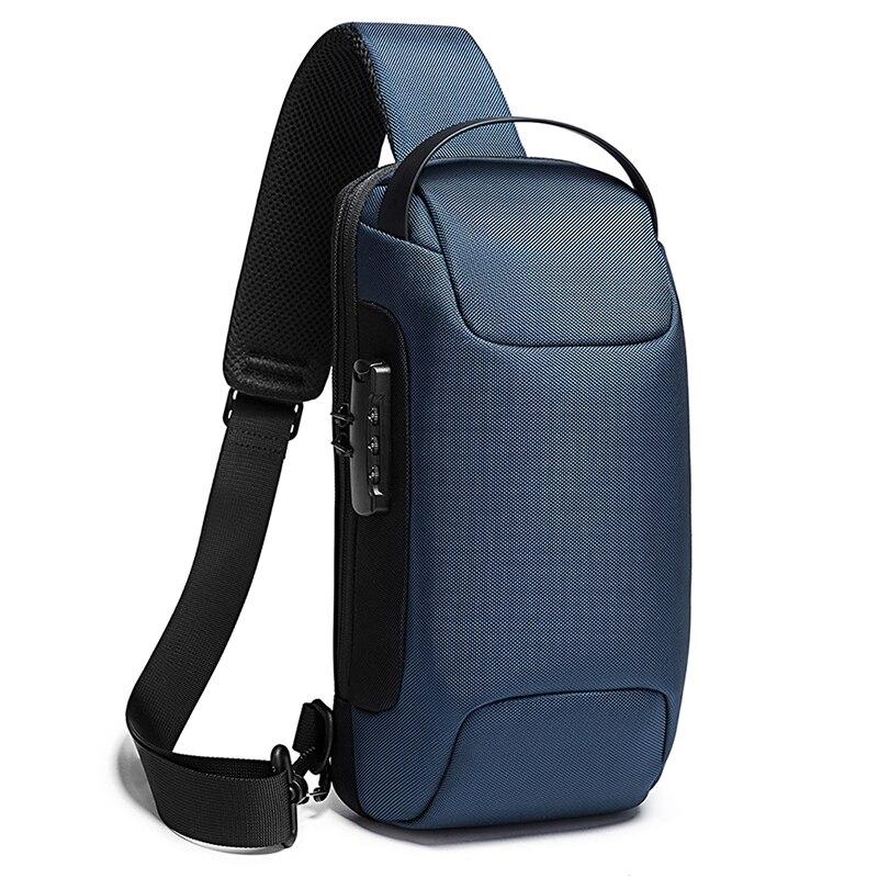 New Carbon Fiber USB charging sport sling  Anti-theft shoulder bag