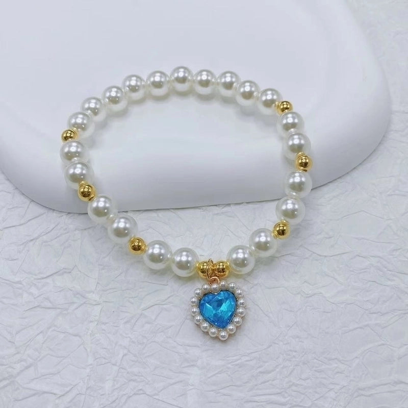 Sweet Imitation Pearl Heart Shape Pet Collar