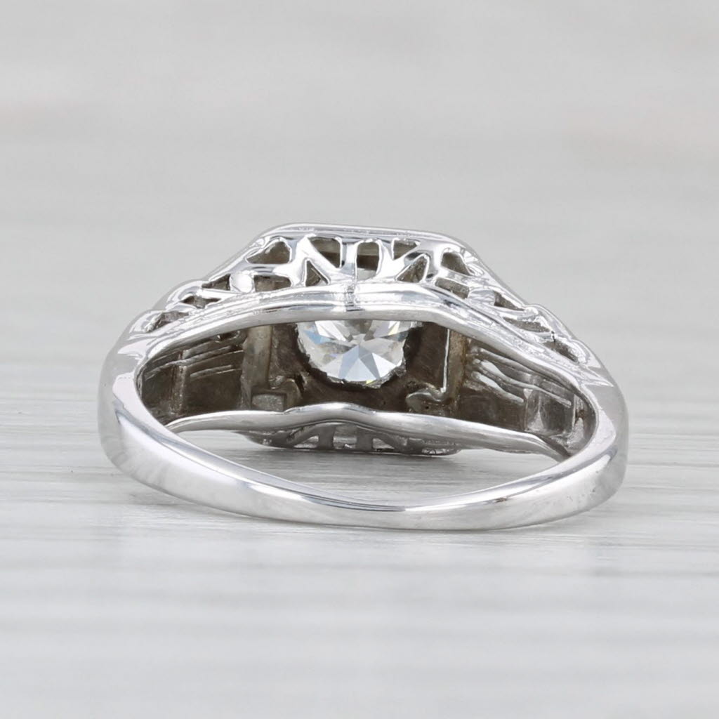 Vintage 0.30ct Diamond Round Solitaire Engagement Ring 18k White Gold Size 2