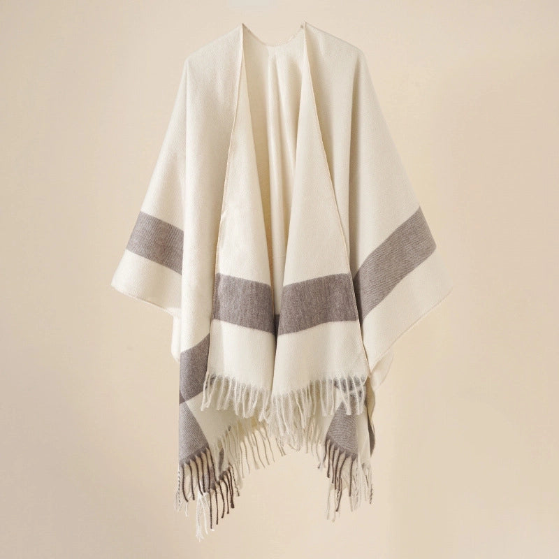 Women's Casual Lattice Polyester Tassel Shawl