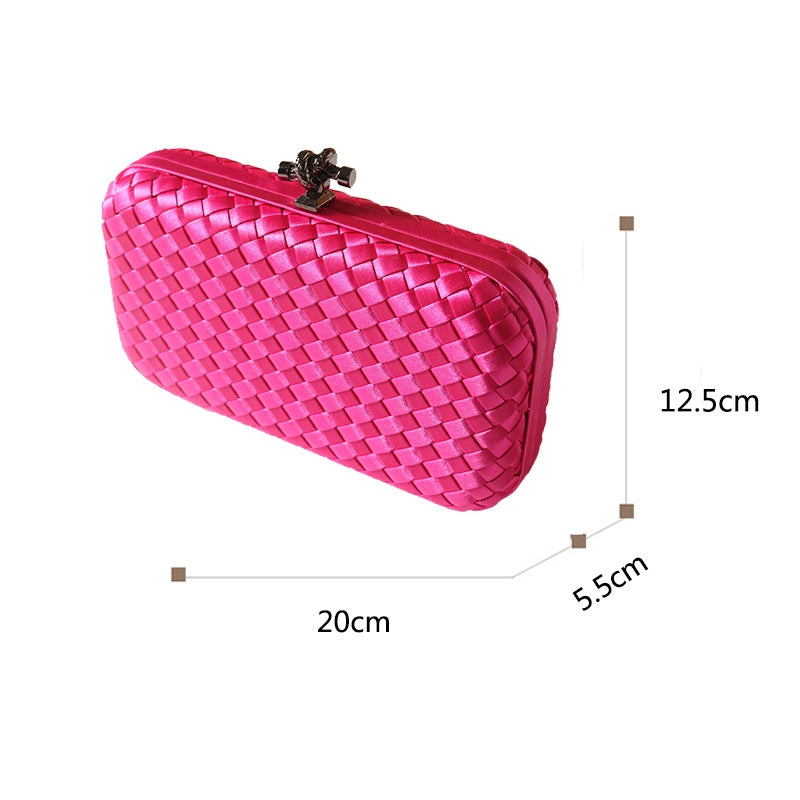 Red Rose Red Green Polyester Solid Color Lingge Square Clutches