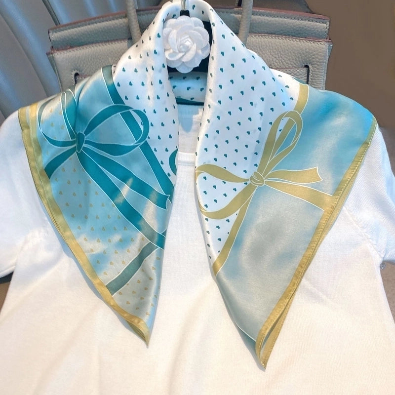 Women's Minimalist Classic Style Color Block Silk Printing Silk Scarf