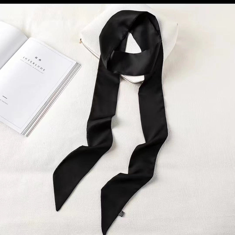Solid Color Slender Narrow Silk Scarf Ribbon Tie Bag Handle Silk Scarf Tie Hair Small Ribbon Decoration Scarf Hair Belt Scarf