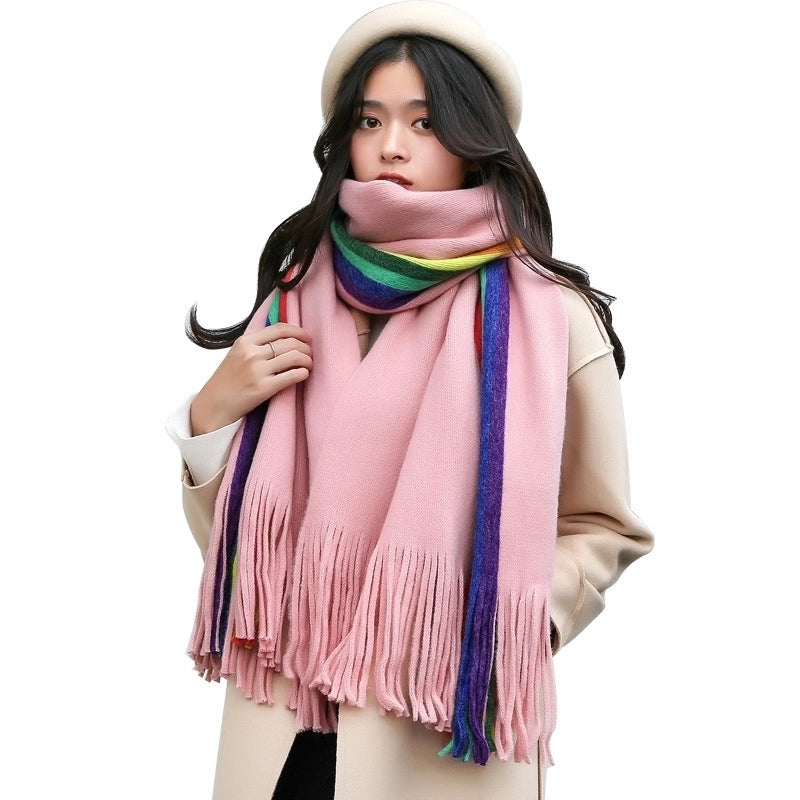 Women's Streetwear Color Block Imitation Cashmere Scarf