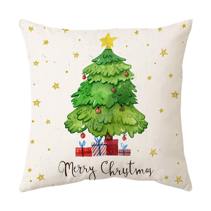 Fashion Christmas Tree Santa Claus Elk Polyester Pillow Cases