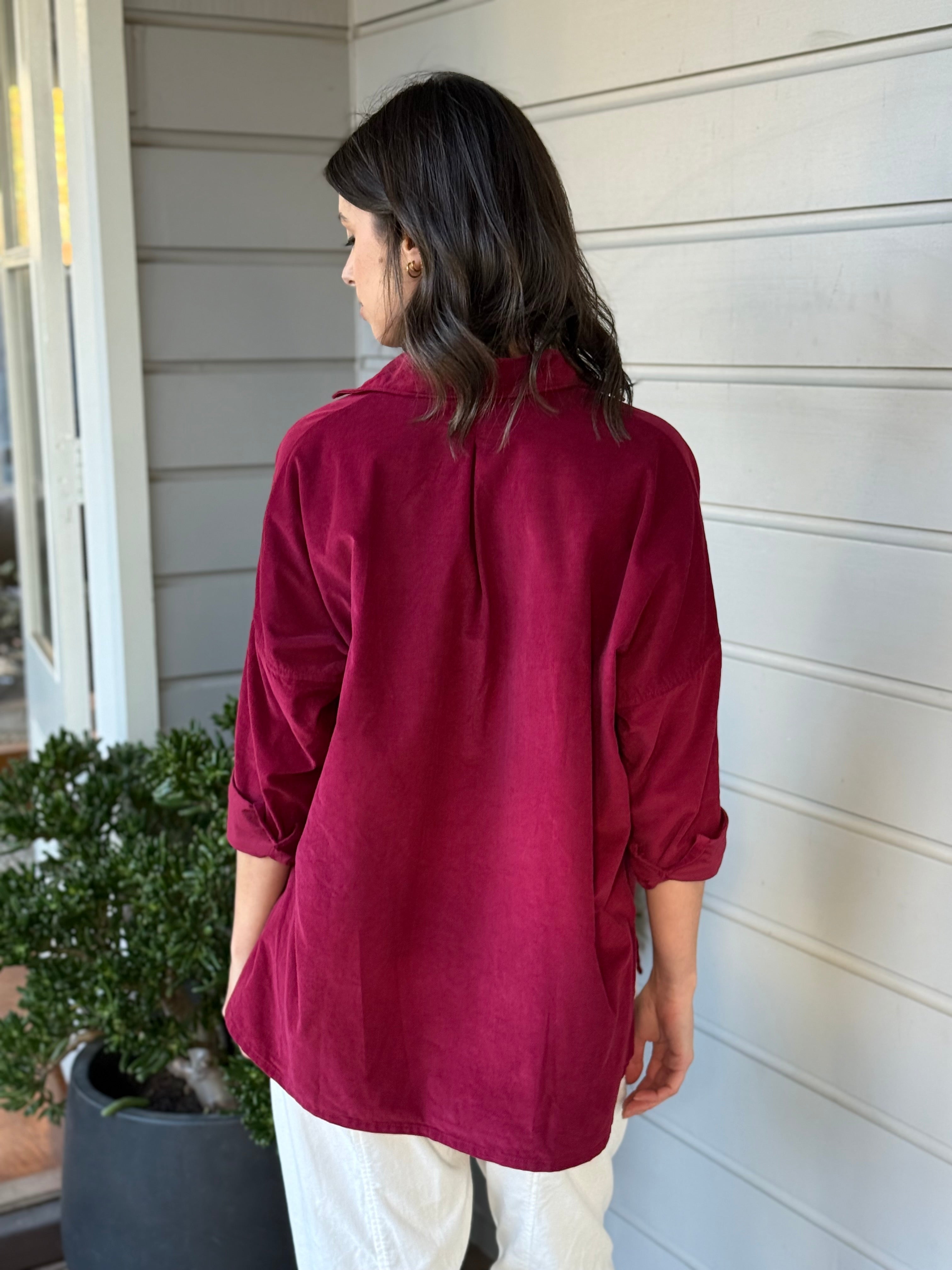 rosie shirt - merlot cord
