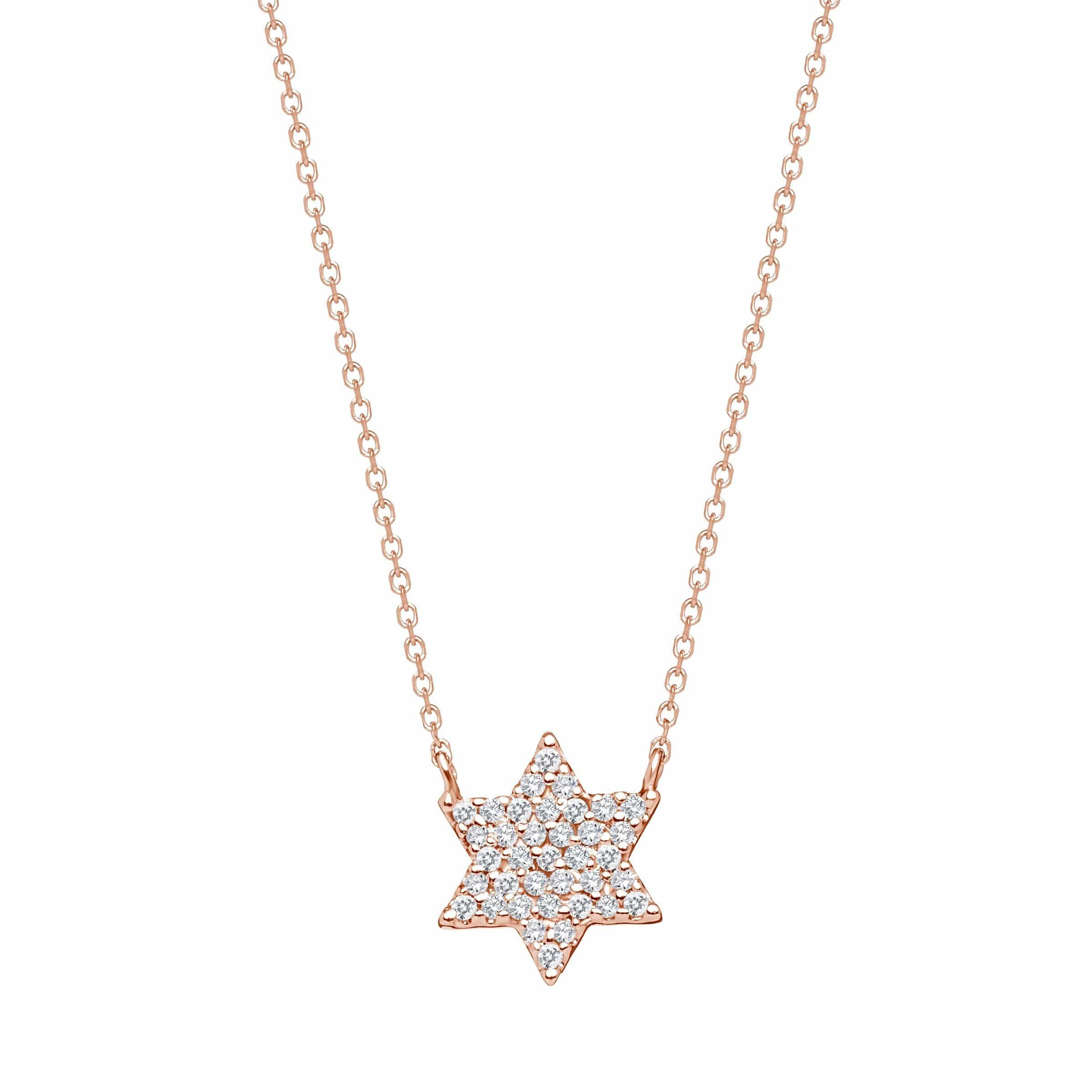 Diamond Star of David Necklace - Gold. White Gold or Rose Gold