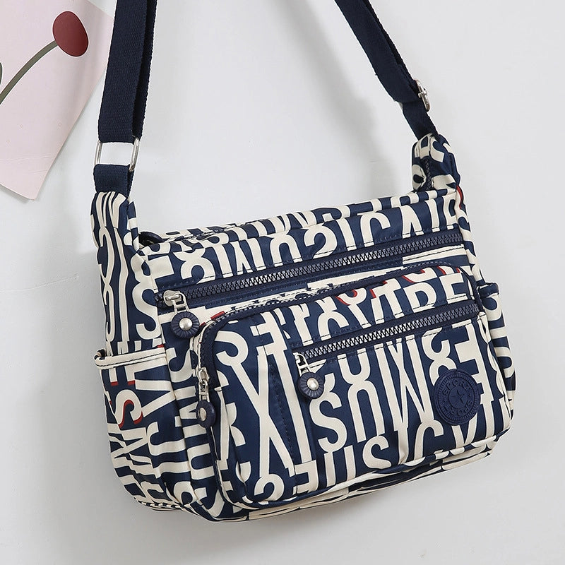 Women's Oxford Cloth Printing Vintage Style Square Zipper Crossbody Bag