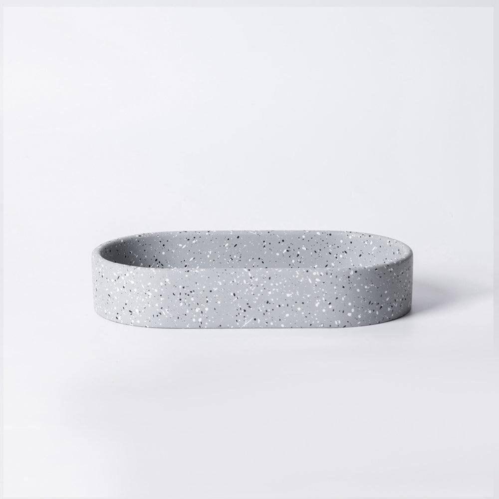 Concrete Oval Tray Small - Speckled Grey