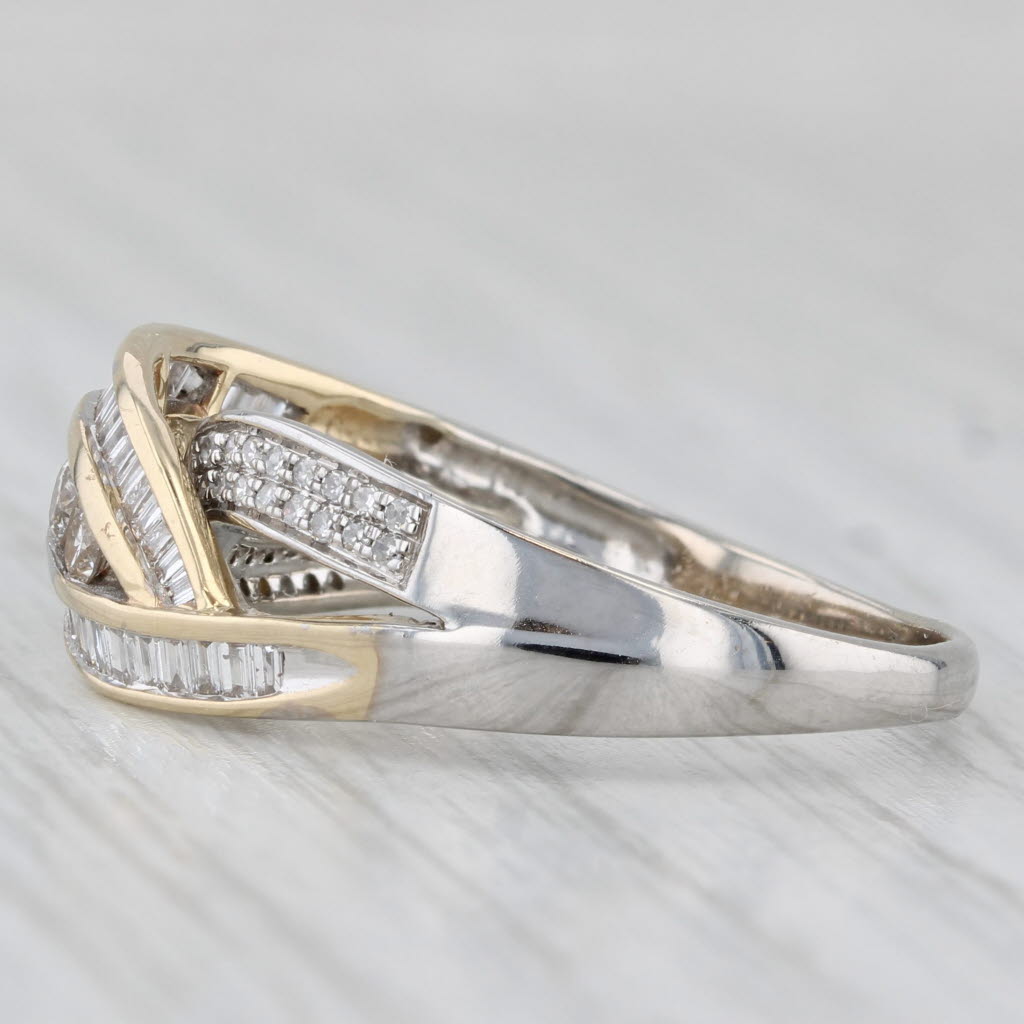 0.20ctw Diamond Knot Ring 14k White Yellow Gold Size 9.75 Bypass
