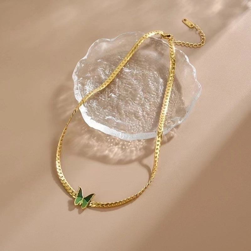 Retro Butterfly 304 Stainless Steel 18K Gold Plated Acrylic Stainless Steel Bracelets In Bulk