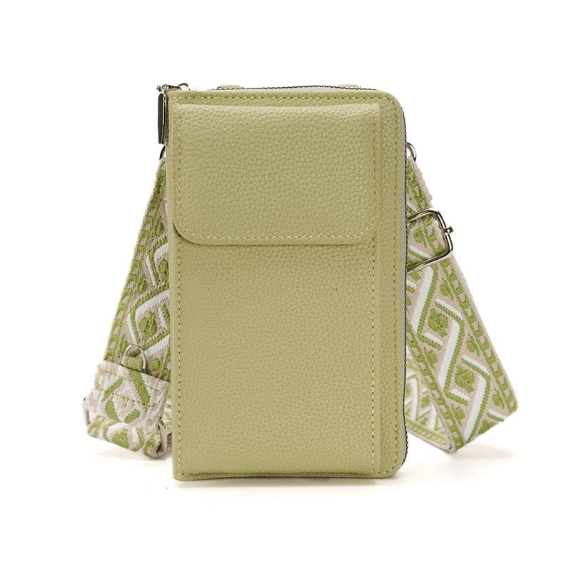 Women's Pu Leather Solid Color Basic Zipper Phone Wallets Crossbody Bag