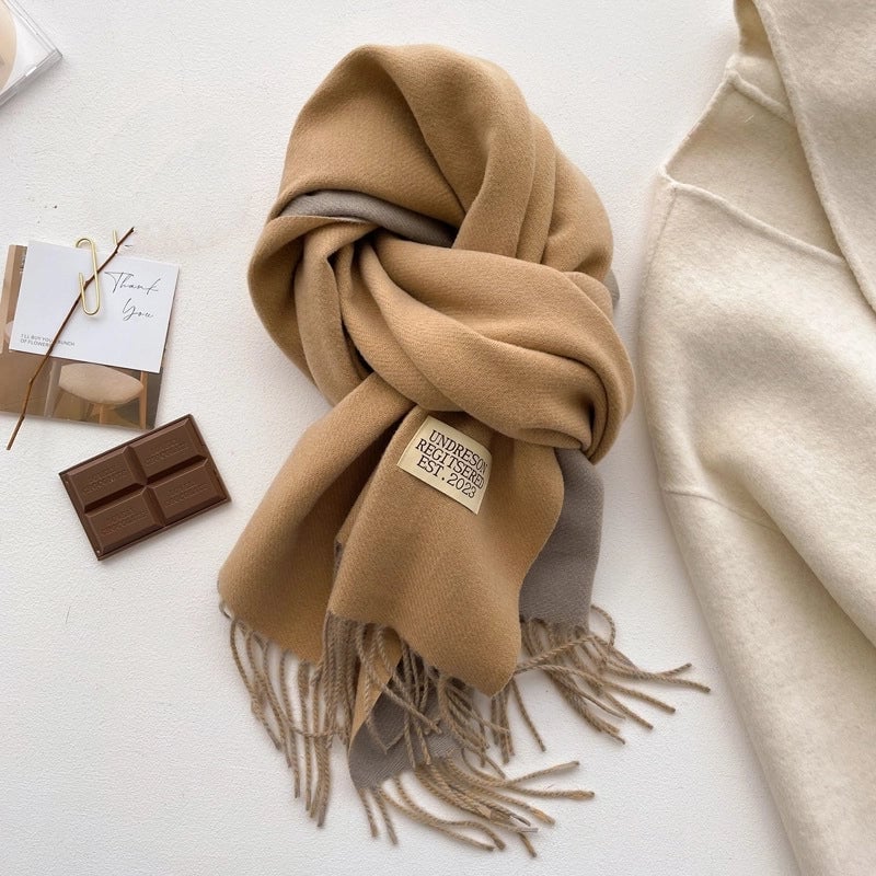 Autumn And Winter New Light Luxury ~ Coat Mate Double-sided Solid Color Scarf Women's Style Cashmere-like Warm Shawl Scarf