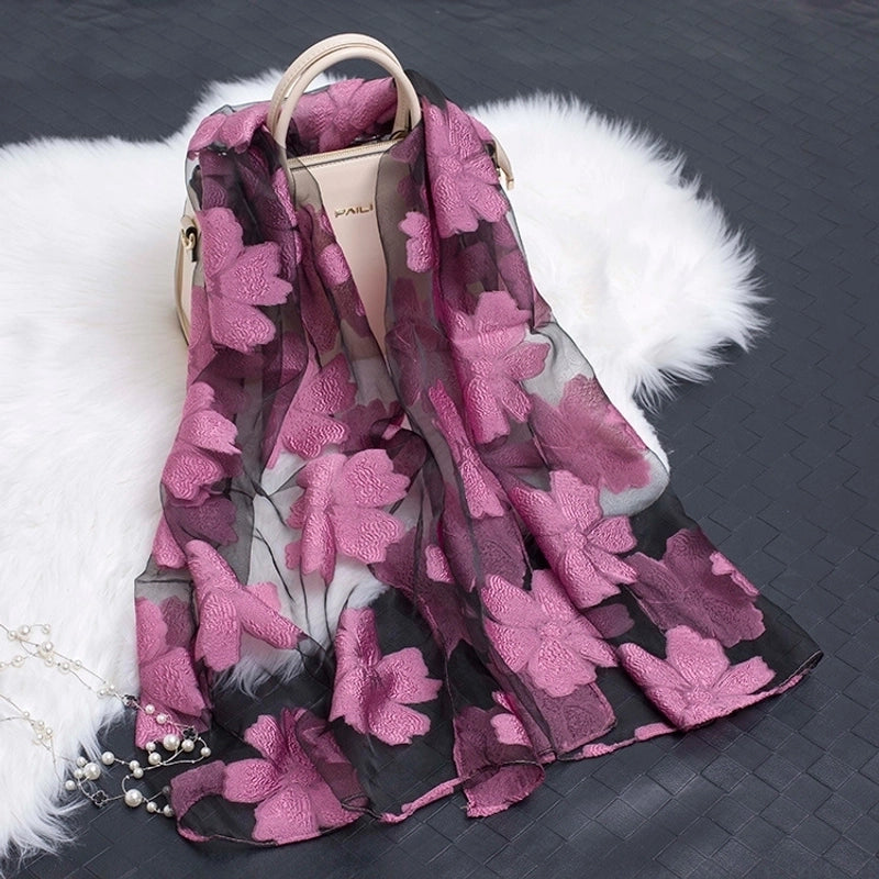 Women's Minimalist Color Block Organza Scarf