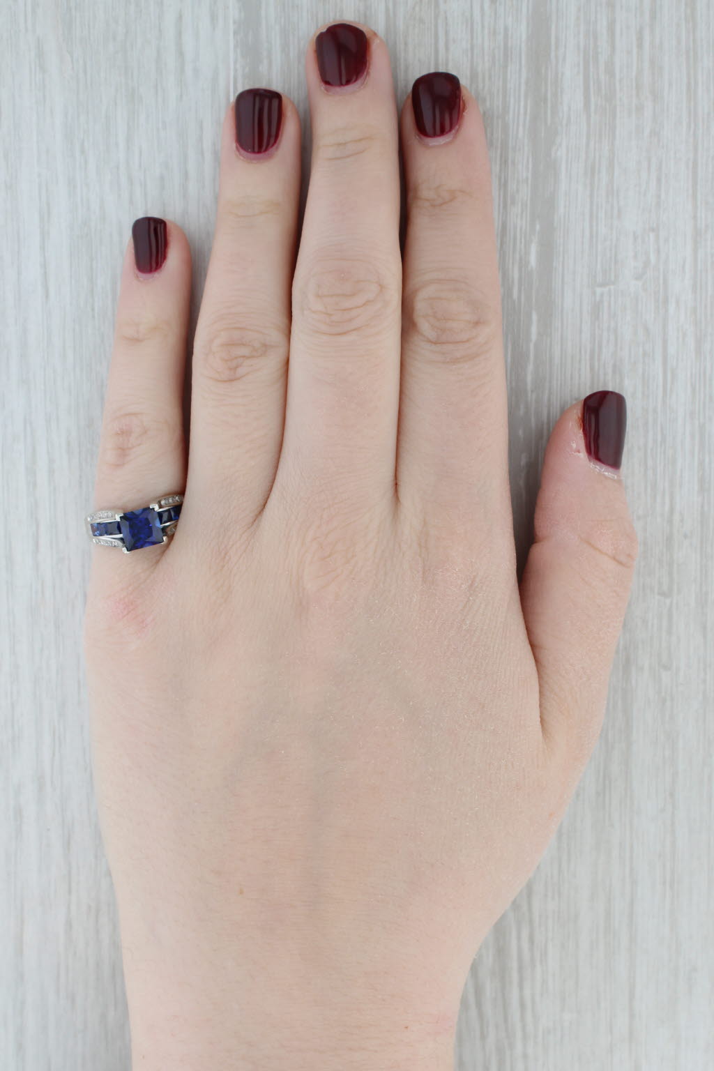 2.75ctw Lab Created Sapphire Diamond Ring 10k White Gold Size 6.75