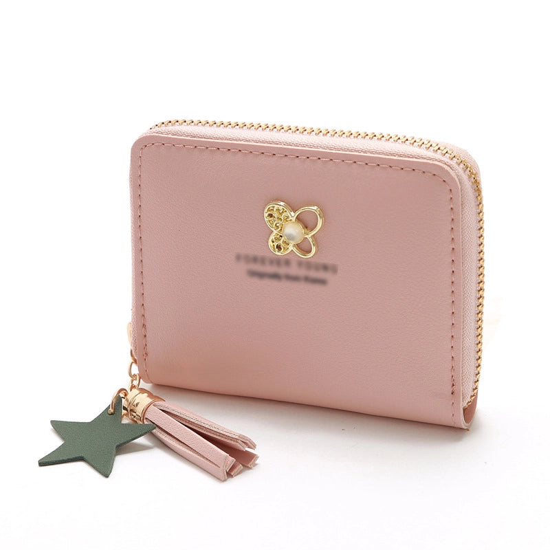Korean Four-leaf Flower Zipper Short Wallet