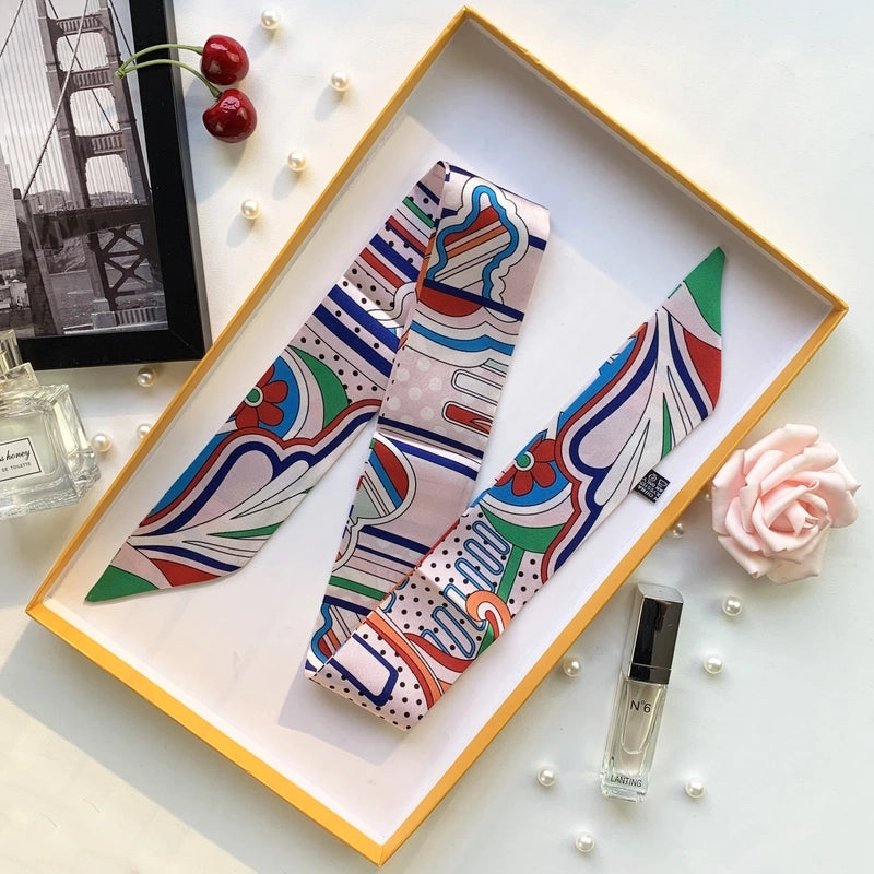 Women's Minimalist Flower Satin Printing Silk Scarf