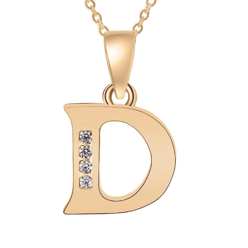 Minimalist Letter Copper Plating Inlay Zircon Pendant Necklace