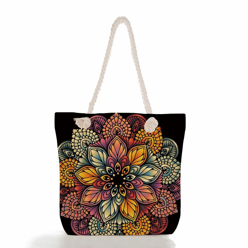 Women's Basic Flower Canvas Shopping Bags