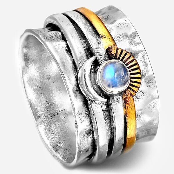 Sun and Moon Surrounding Gemstone Ring